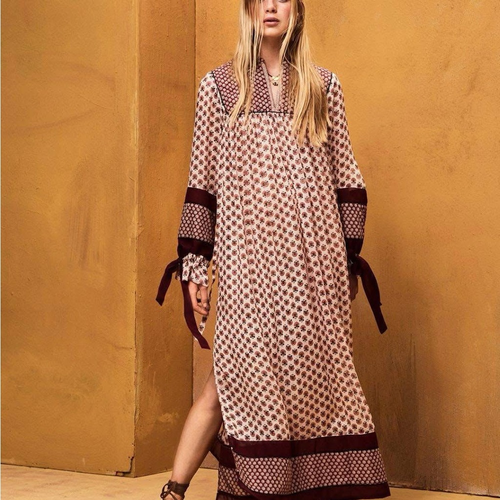 Scotch & Soda Boho Maxi Dress - Burgundy and Cream - Medium